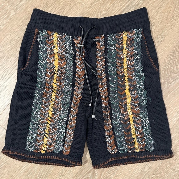 AMIRI BRAIDED BANDANA SHORTS BLACK - Picture 2 of 3